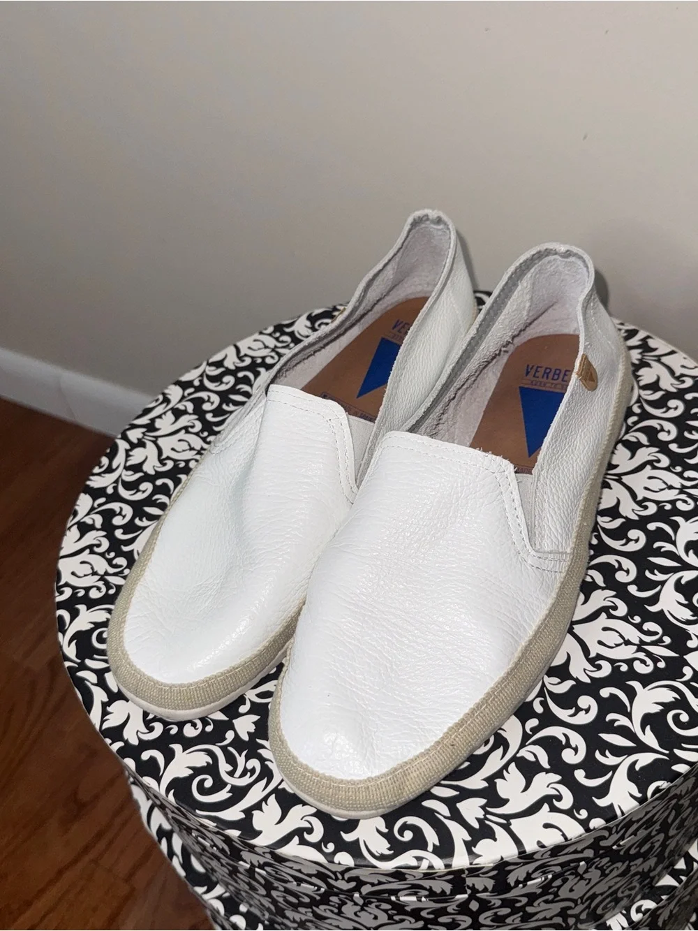 Verbenas Nuria Slip-On Loafers Espadrille Leather Women's White Size 40 US 9/9.5